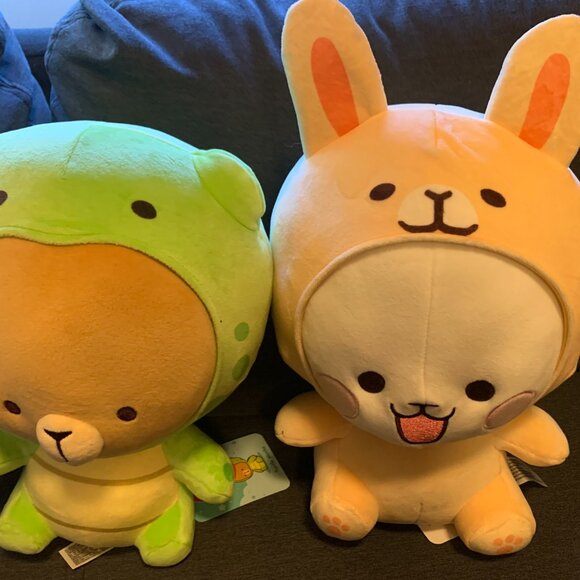 Milk and Mocha Bear Plush SET Turtle Mocha 12" Bunny Milk 14" Inch Bear NWT - Picture 2 of 8